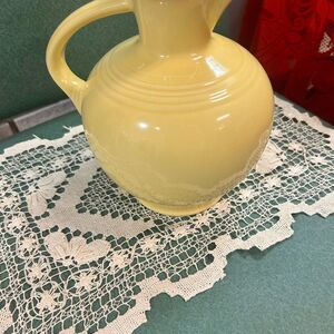 Vintage Fiestaware yellow glazed ceramic carafe pitcher